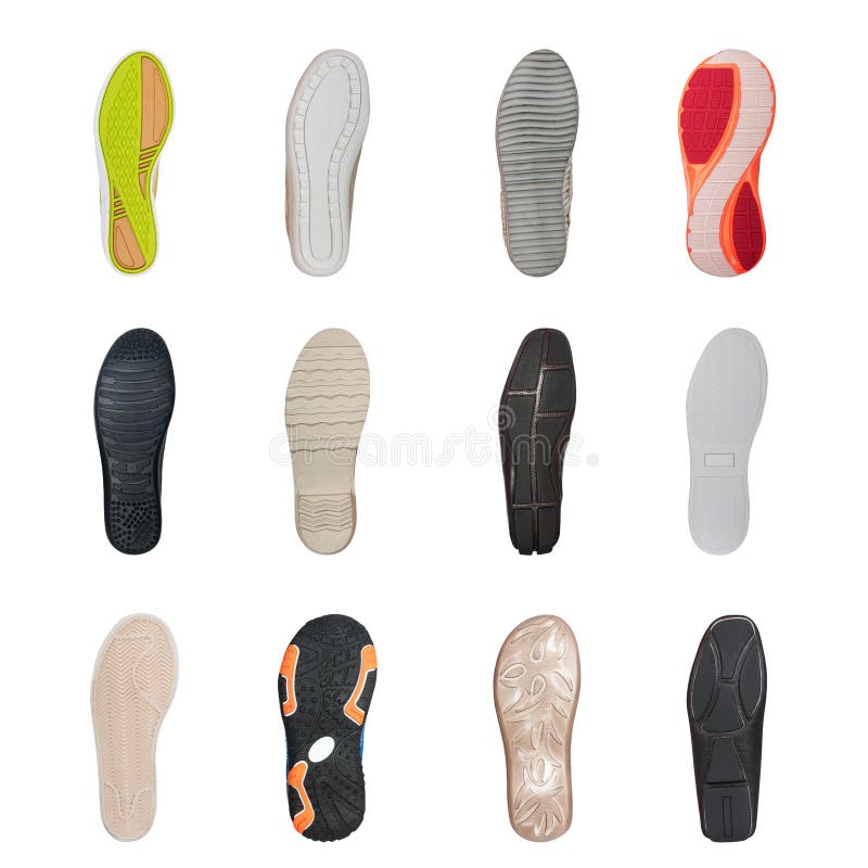 Satz Verschiedene Schuhsohlen Stockbild - Bild von gummi, collage: 70982049