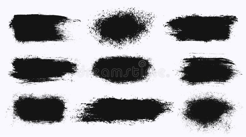 Satz verschiedene Tintenpinsel-Anschlagfahnen lokalisiert auf weißem Hintergrund Grunge Hintergründe Auch im corel abgehobenen Be
