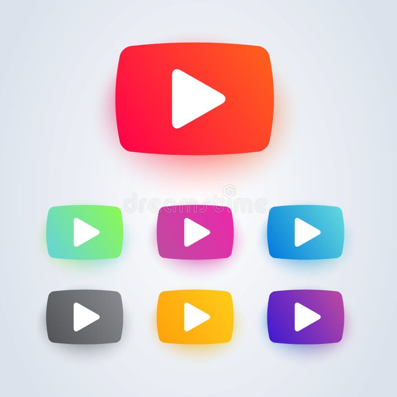 Satz von Video-Play-Button-Symbol mit verschiedenen Farben. Vektorbahnelement. lizenzfreie abbildung
