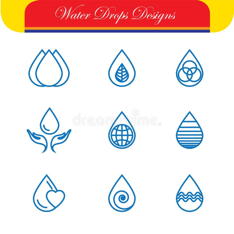 Satz von Wassertropfen u. von Naturvektor - abstrakte Logoschablonen u. L stock abbildung Satz von Wassertropfen u. von Naturvektor - abstrakte Logoschablonen u. L stock abbildung
