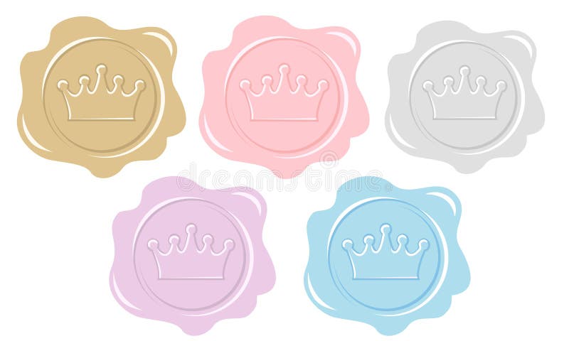 Satz Wachssiegelikonen Element des Designs für königliche Parteieinladungskarte Prinzessin- oder Prinzbuchstabe stock abbildung Satz Wachssiegelikonen Element des Designs für königliche Parteieinladungskarte Prinzessin- oder Prinzbuchstabe stock abbildung