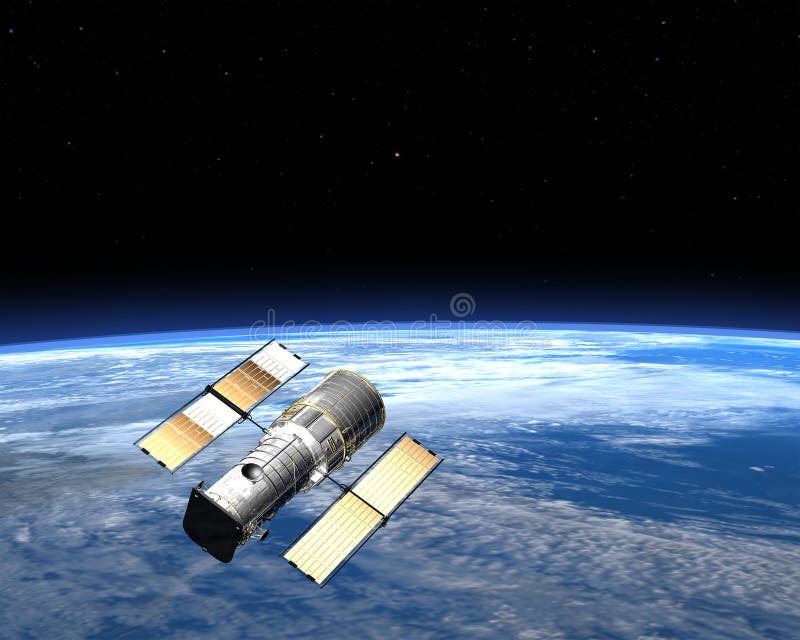 Satélite de comunicações que orbita a terra no espaço ilustração stock