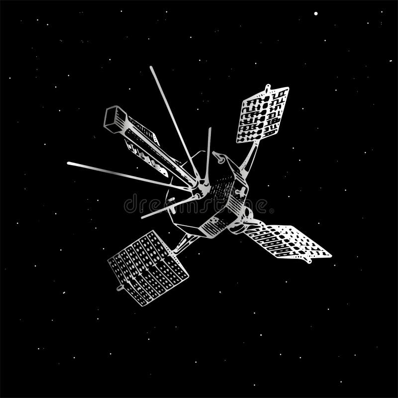 Satélite espacial Explorer-14 pintado stock de ilustración Satélite espacial Explorer-14 pintado stock de ilustración