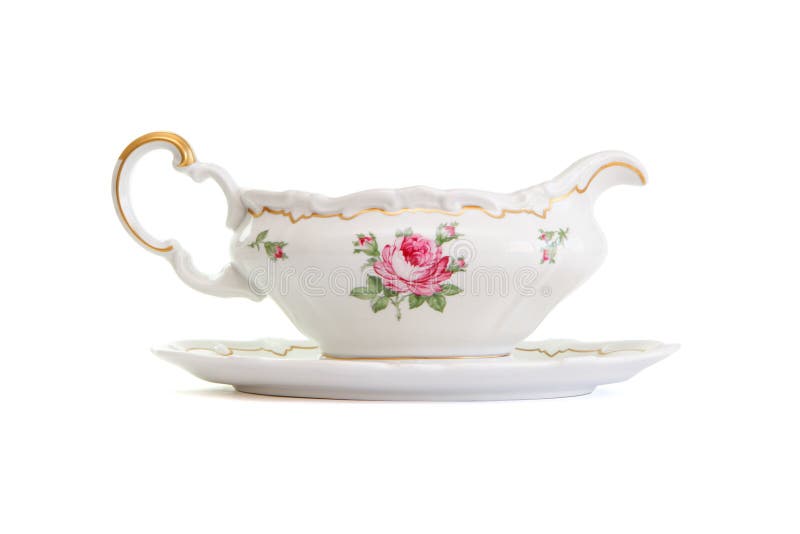 Sauce-boat da porcelana do vintage isolado foto de stock Sauce-boat da porcelana do vintage isolado foto de stock