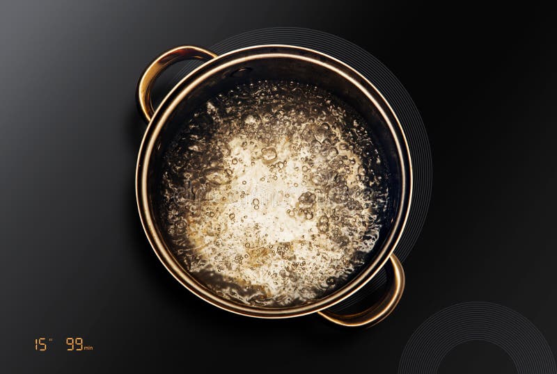 Saucepan on Black Induction Cooktop Stock Image Image of electric