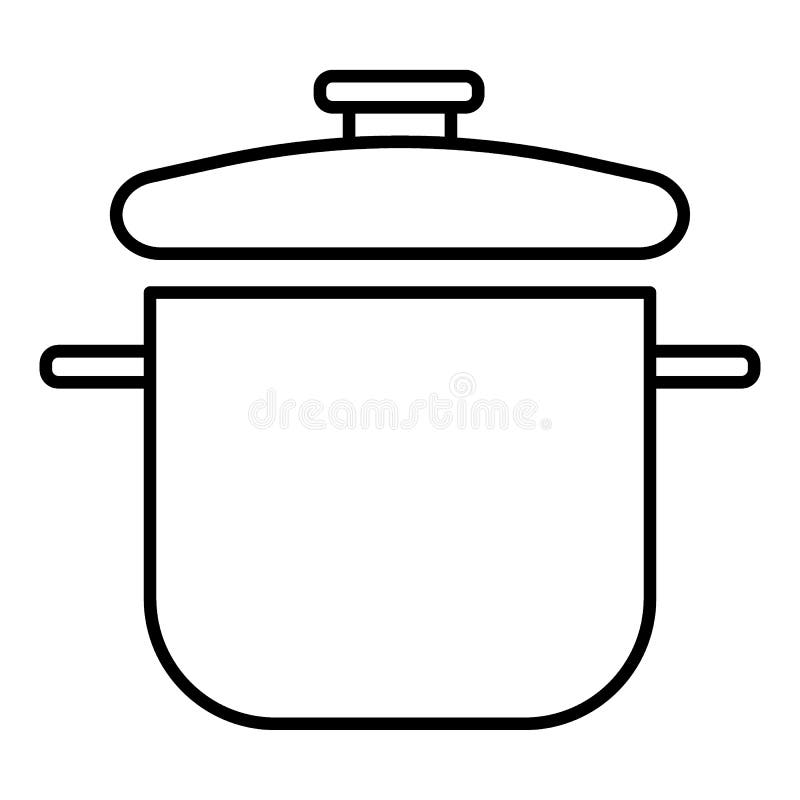 Saucepan Thin Line Icon Pot  Vector Illustration Isolated 