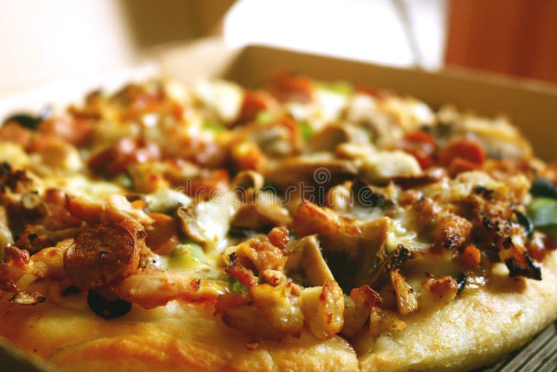 Saucisse Pan Pizza Close images stock Saucisse Pan Pizza Close images stock
