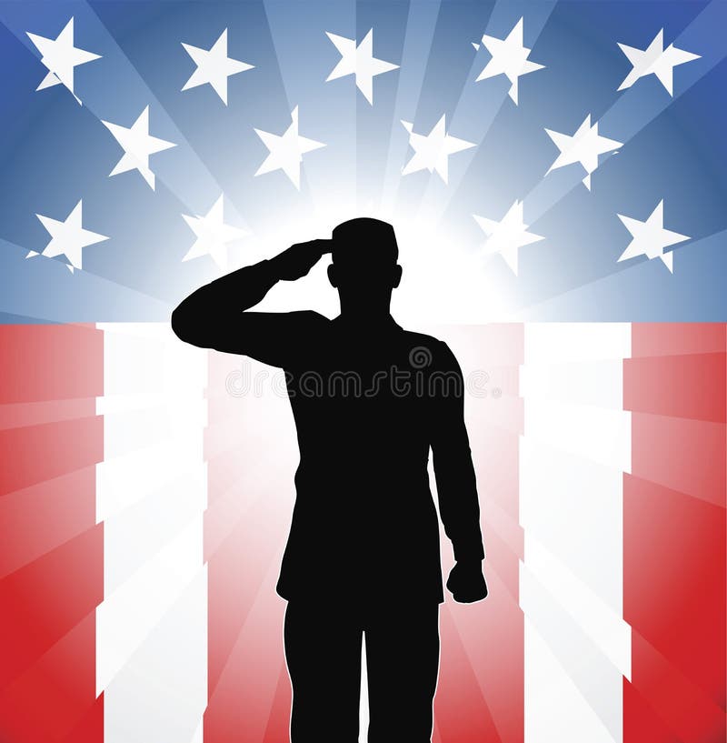 Saudação patriótica do soldado ilustração stock Saudação patriótica do soldado ilustração stock