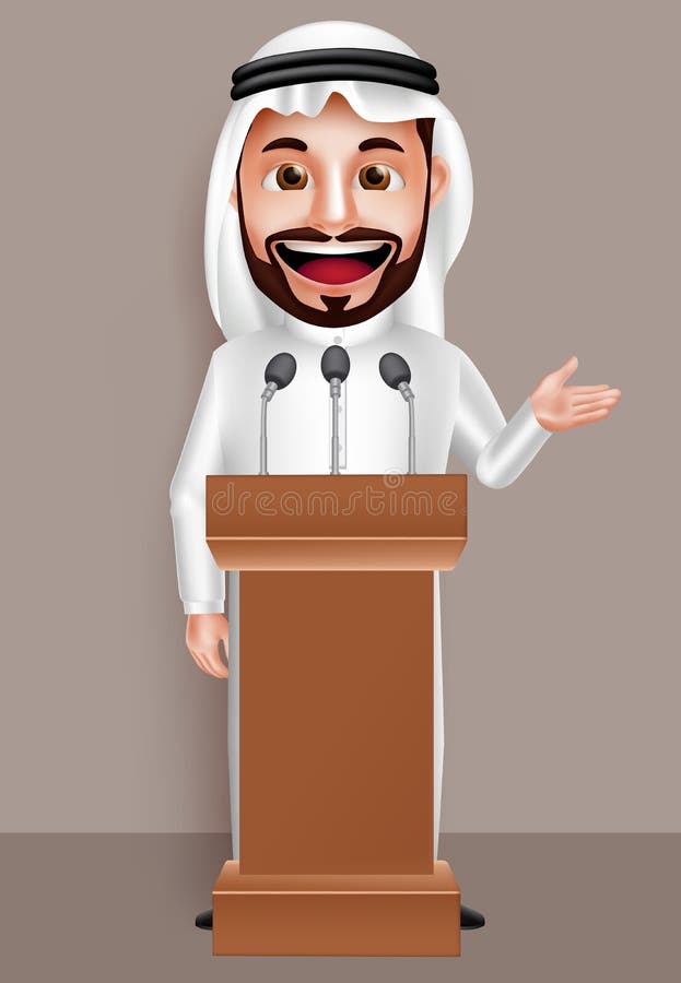 Saudi arab man vector character wearing thobe with a happy smile vector illustration