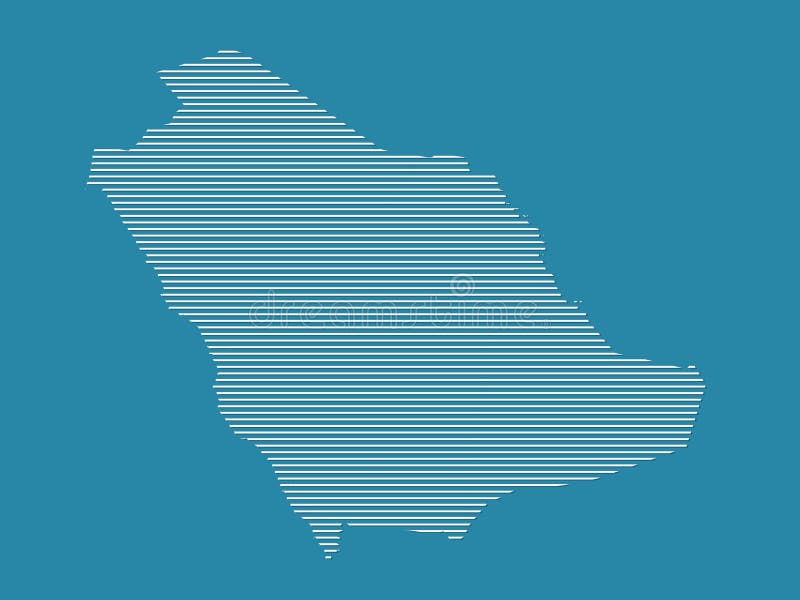 Saudi Arab Map Vector Illustration Using White Straight Lines on Blue ...