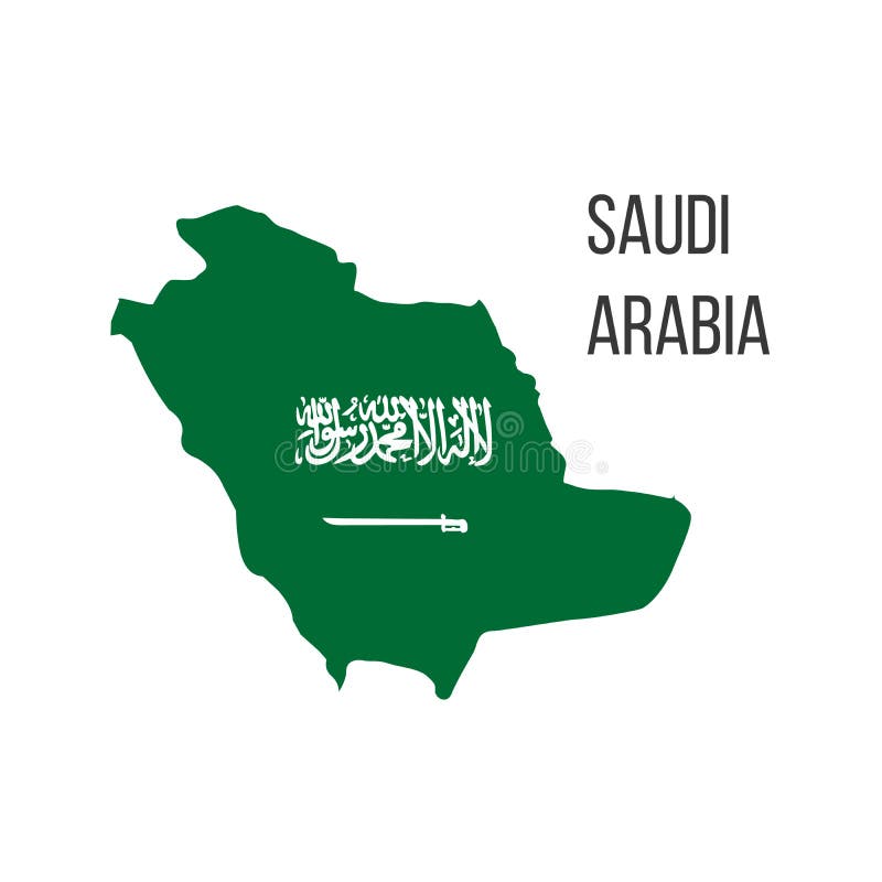 Saudi Arabia Flag And Outline Of The Country On A White Background ...