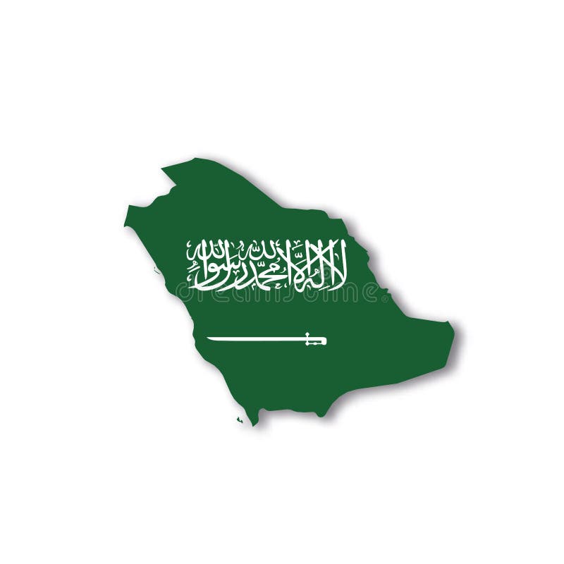 Saudi Arabia National Flag in a Shape of Country Map Stock Vector ...