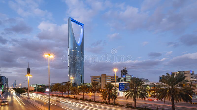 Saudi Arabia Riyadh landscape at Sunset - Riyadh Tower Kingdom Centre Daylight - Kingdom Tower â€“ Riyadh Skyline - Burj Al-