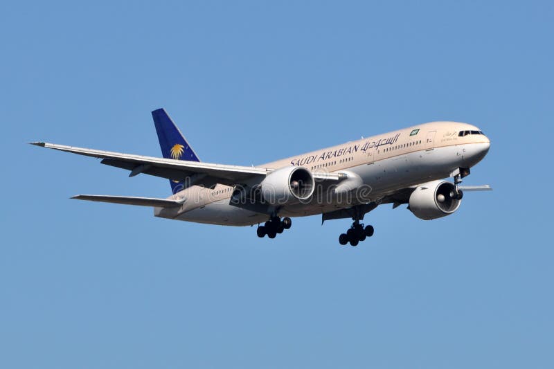 Saudi Arabian Airlines Boeing 777 royalty free stock image Saudi Arabian Airlines Boeing 777 royalty free stock image