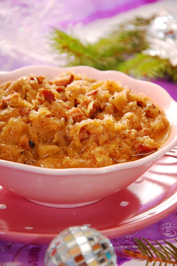 Sauerkraut (bigos) with sausage for christmas