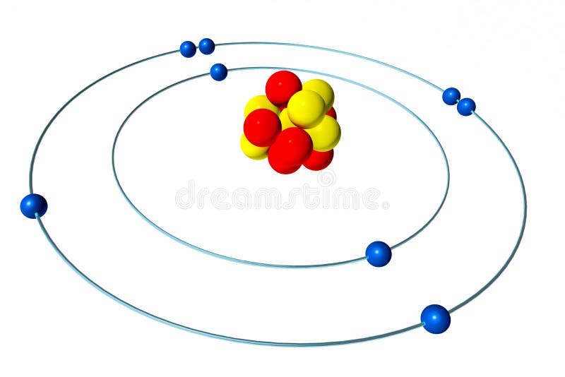 Sauerstoffatom mit Proton, Neutron und Elektron, Modell 3D Bohr lizenzfreie abbildung Sauerstoffatom mit Proton, Neutron und Elektron, Modell 3D Bohr lizenzfreie abbildung