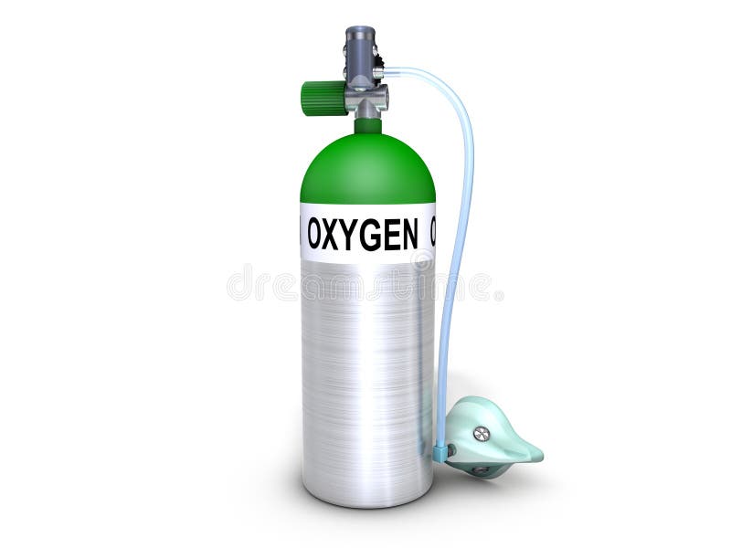 3D oxygen cylinder with oxygen mask. 3D oxygen cylinder with oxygen mask