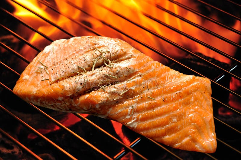 Saumons grillés photo libre de droits Saumons grillés photo libre de droits