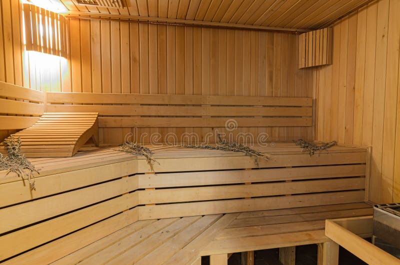 Sauna Interior in a Private House Stock Photo Image of boards, bench