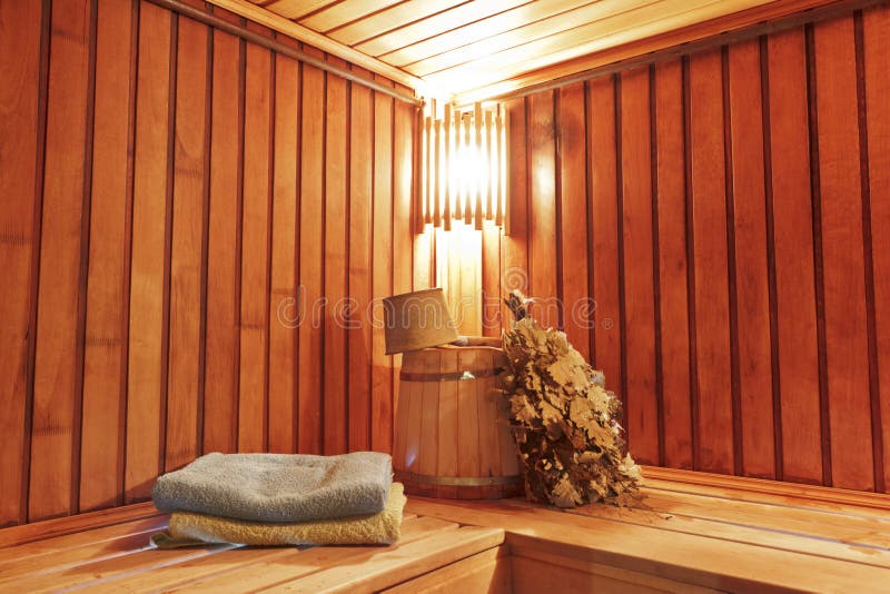 Sauna with Ready Accessories for Washing Stock Photo Image of bath