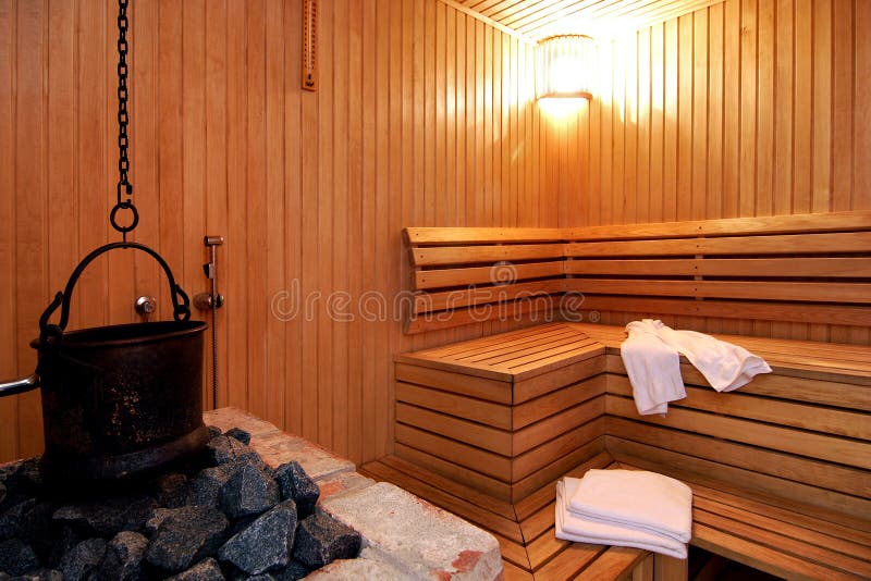 Sauna room in hotel stock photo. Image of bench, light 7380250