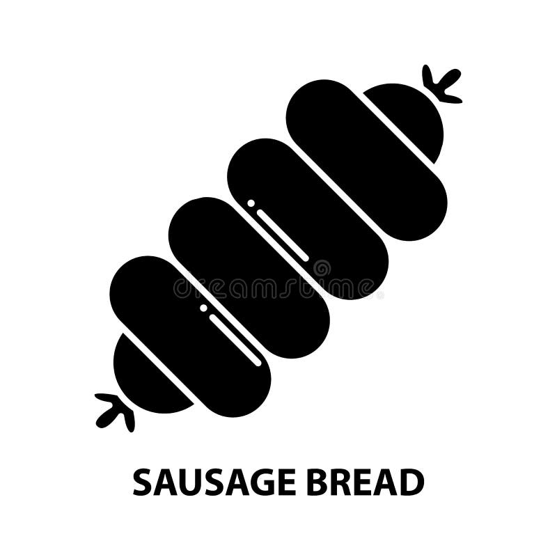 Sausage Bread Icon, Black Vector Sign with Editable Strokes, Concept