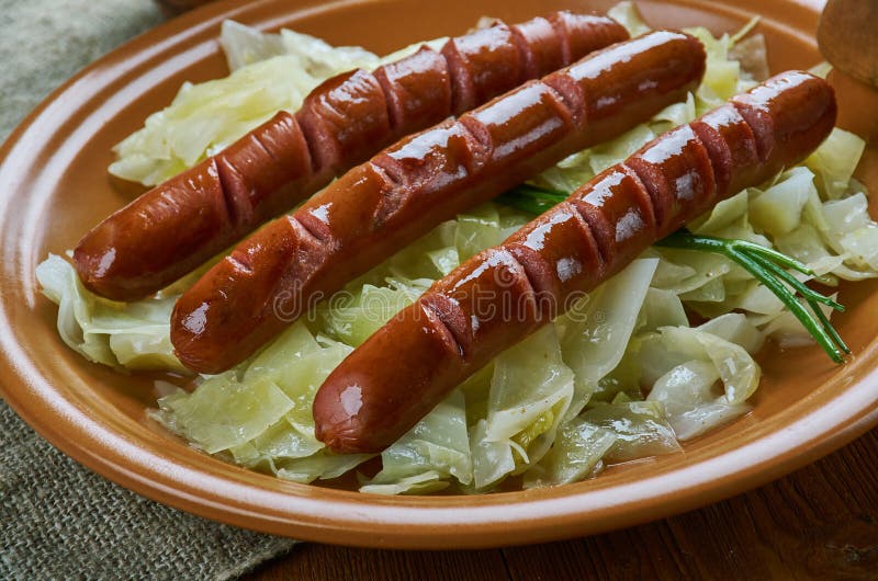 Sausage Cabbage Potato Casserole Stock Photo Image of american