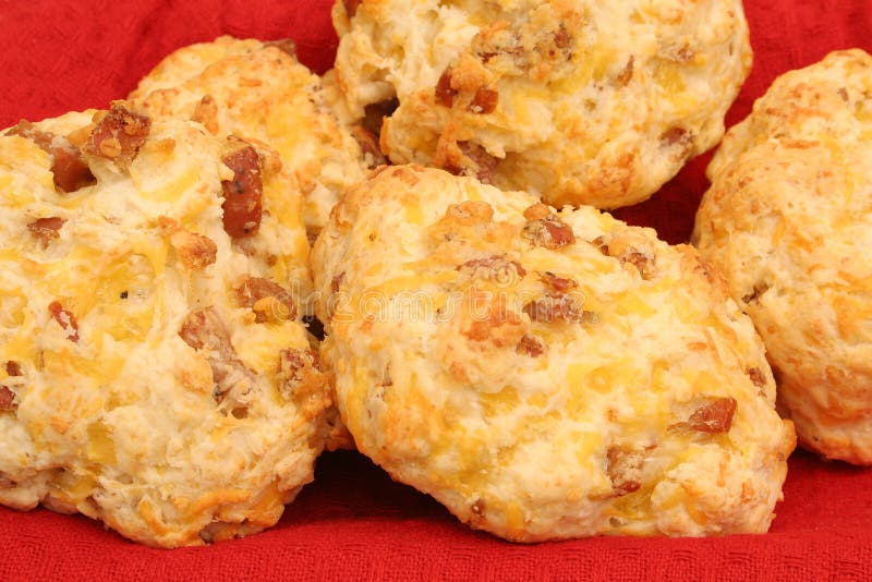 Sausage cheese biscuit in basket upclose