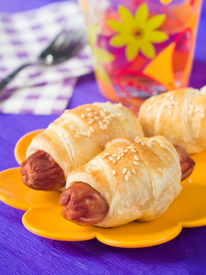 Sausage in dough stock photo. Image of breakfast, snack 22239060