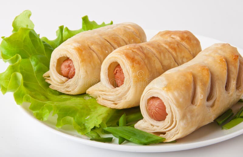 Sausage in the dough stock image. Image of diet, pasty 24047931