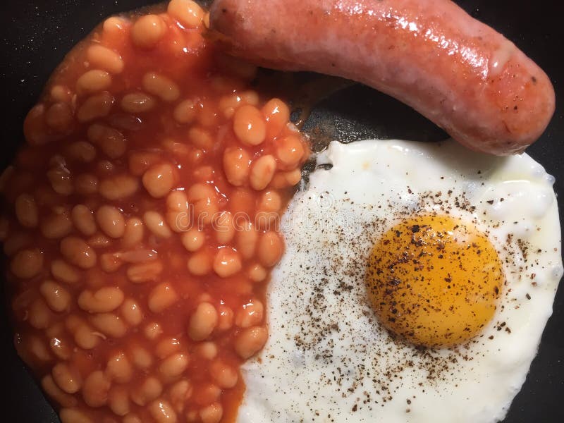 Sausage, Egg and Baked Beans Stock Photo Image of baked, beans 212967820