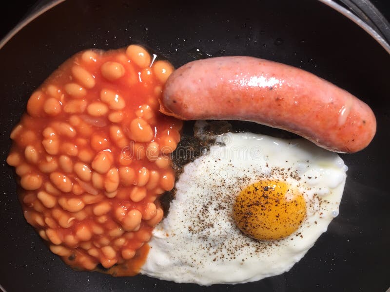 Sausage, Egg and Baked Beans Stock Photo Image of sausage, breakfast