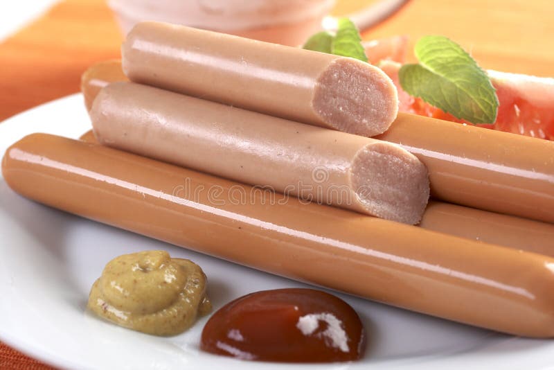 Sausage on hot dog stock image. Image of lines, sausage 10464049