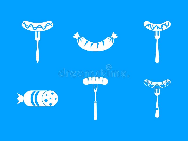 Sausage icon blue set vector