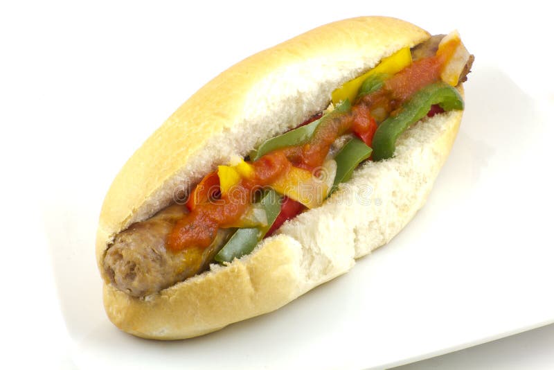 Sausage Onion and Peppers on a Bun