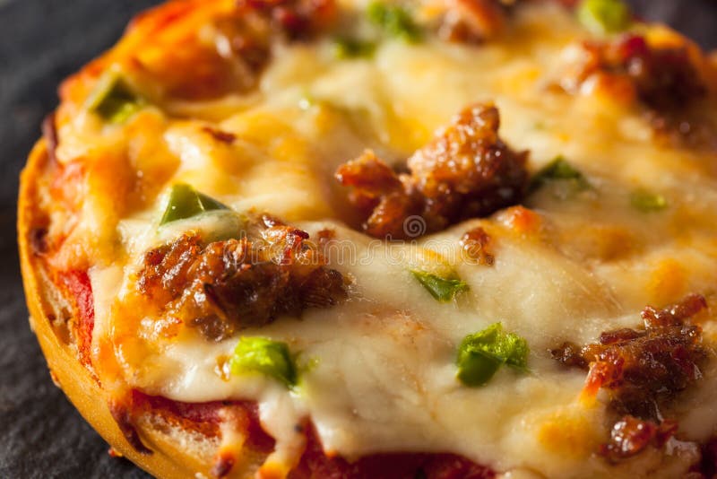 Sausage and Pepper Pizza Bagels Stock Photo Image of italian, italy