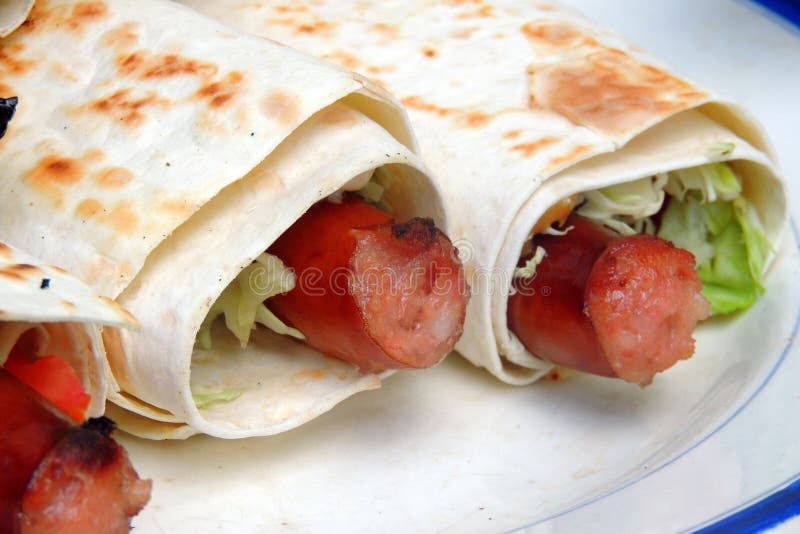 Sausage in pita bread stock photo. Image of food, organic 58430124