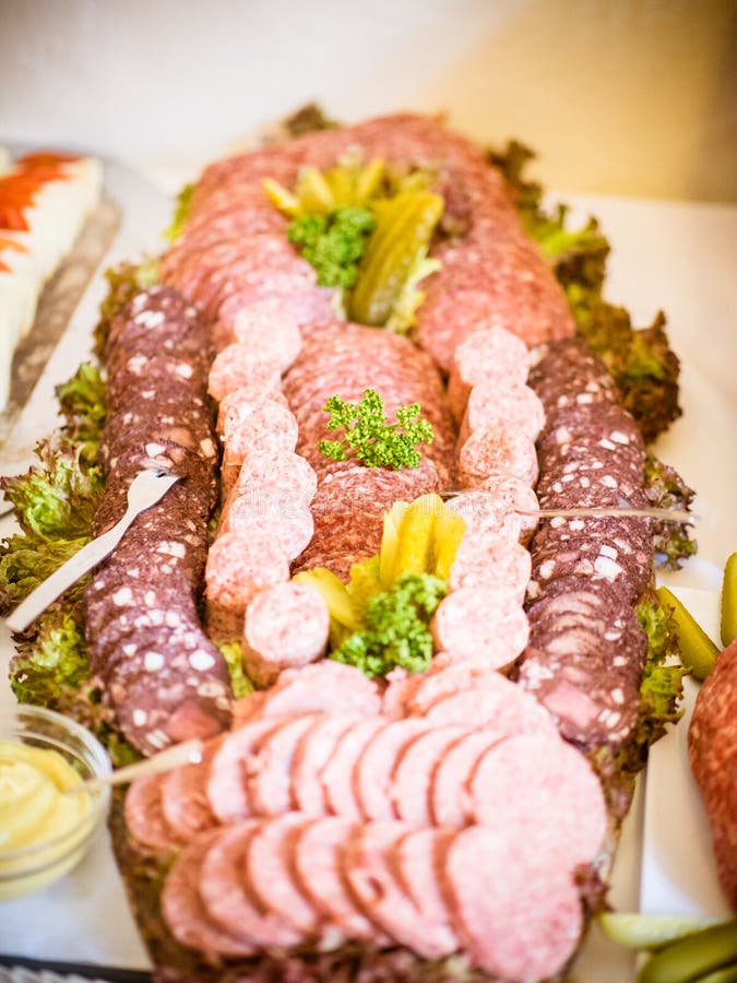 The Sausage Plate on the Buffet Stock Image Image of party, dish