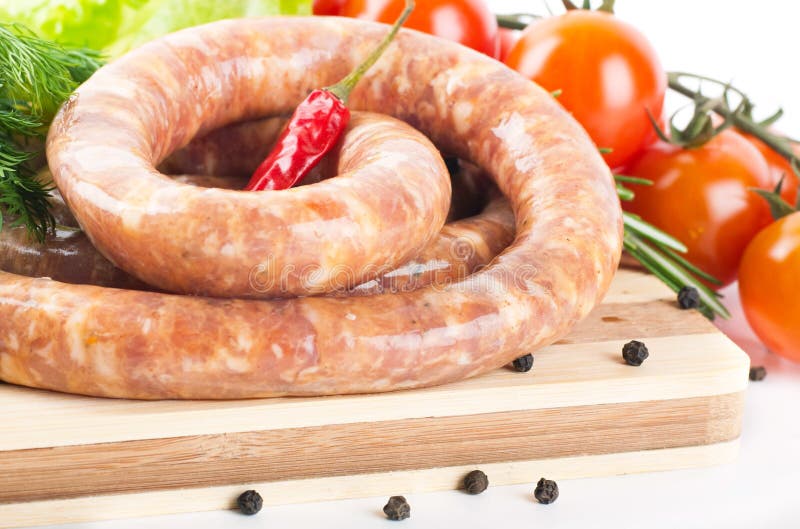 Sausage from Pork and Beef with Vegetable Salad Stock Image Image of