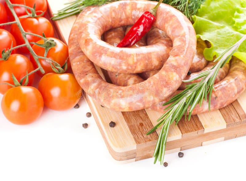 Sausage from pork and beef stock image. Image of diet 24315939
