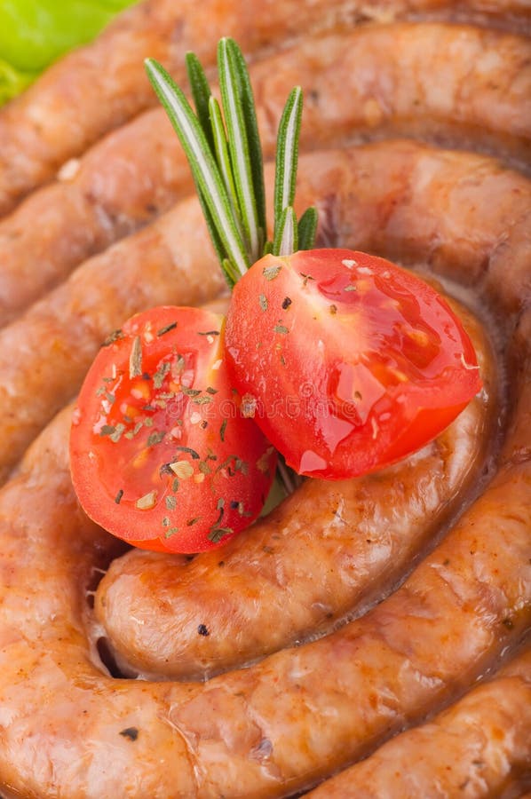 Sausage from Pork and Beef with Tomatoes and Spice Stock Image Image of gourmet, cooked 24246719