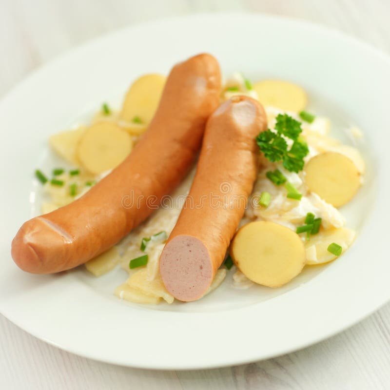 Sausage and potato salad stock image. Image of meat, potatoes 24421407