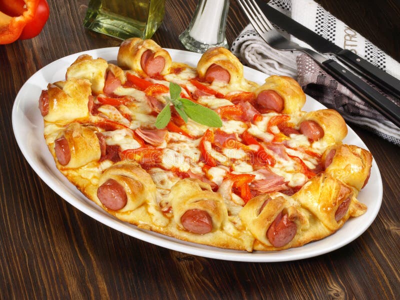Sausage Roll Pizza Fast Food Stock Image Image of baking
