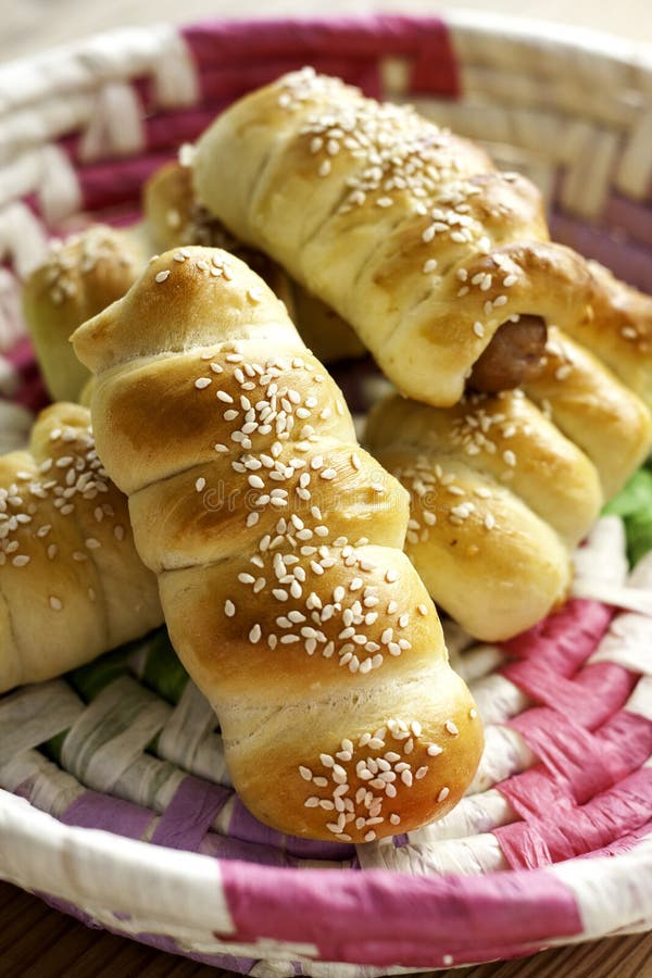 Sausage rolls stock image. Image of food, sesame, seeds 44752197
