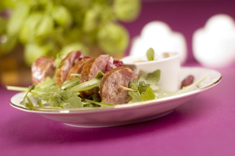 Sausage with salad