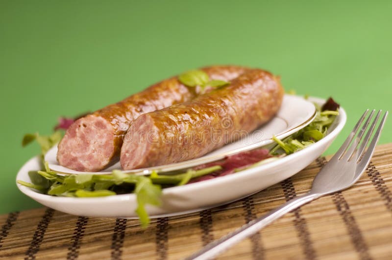 Sausage with salad