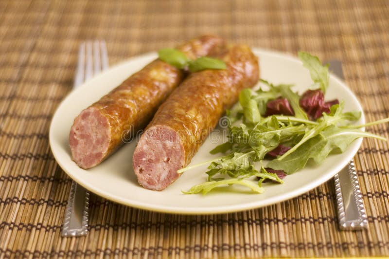 Sausage with salad