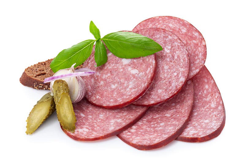 Sausage Salami Cutout. Sausage Slice Pieces Stock Photo Image of