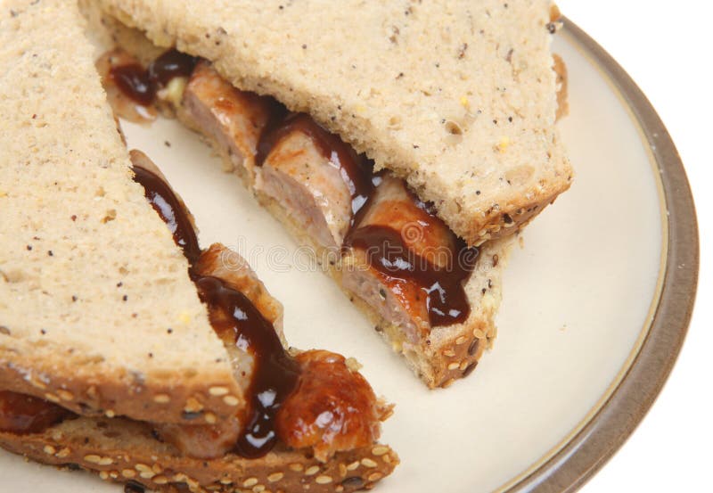Sausage Sandwich With Brown Sauce Stock Photo Image of brown, snack