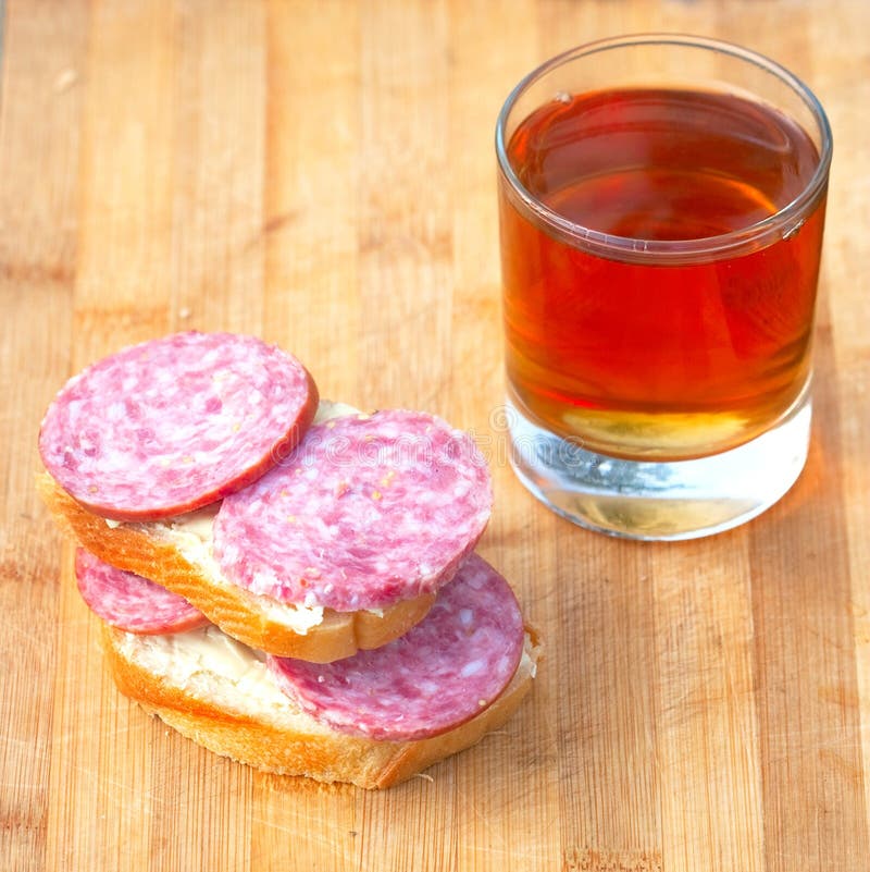 Sausage sandwich stock photo. Image of beverage, piece 33658614